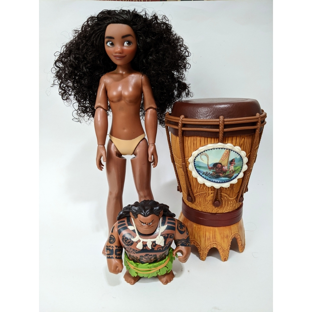 Disney's Moana Doll Chief Maui Figure & Moana Percussion Drum